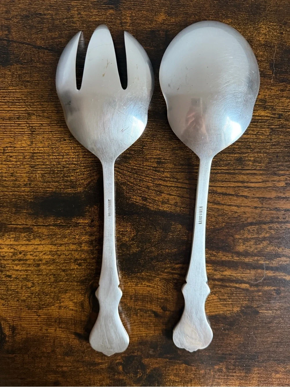 Vintage Silverplate Salad Serving Spoon & Fork Set
